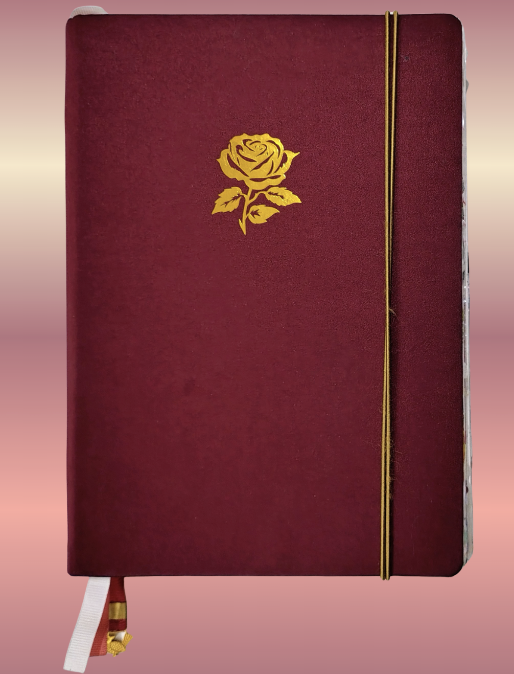 Home Maroon Satin woven fabric hand-made, dot-grid journal for writing.